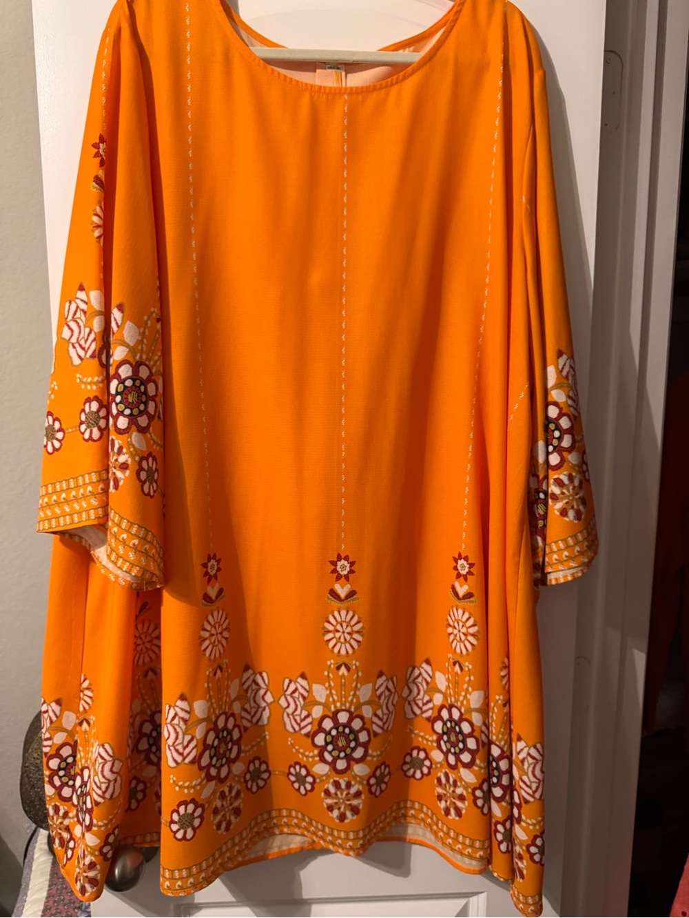 Bright Orange Floral Swing Dress